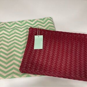 Deux Lux Red Woven Clutch NWT